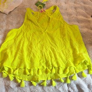 Lilly Pulitzer Neon Yellow Tassel Tank Top NWT